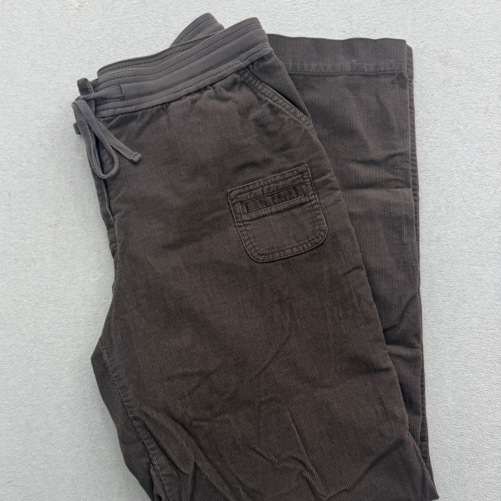 J. Jill Corduroy Pants Women 8 Brown Elastic Waist Drawstring Straight Leg